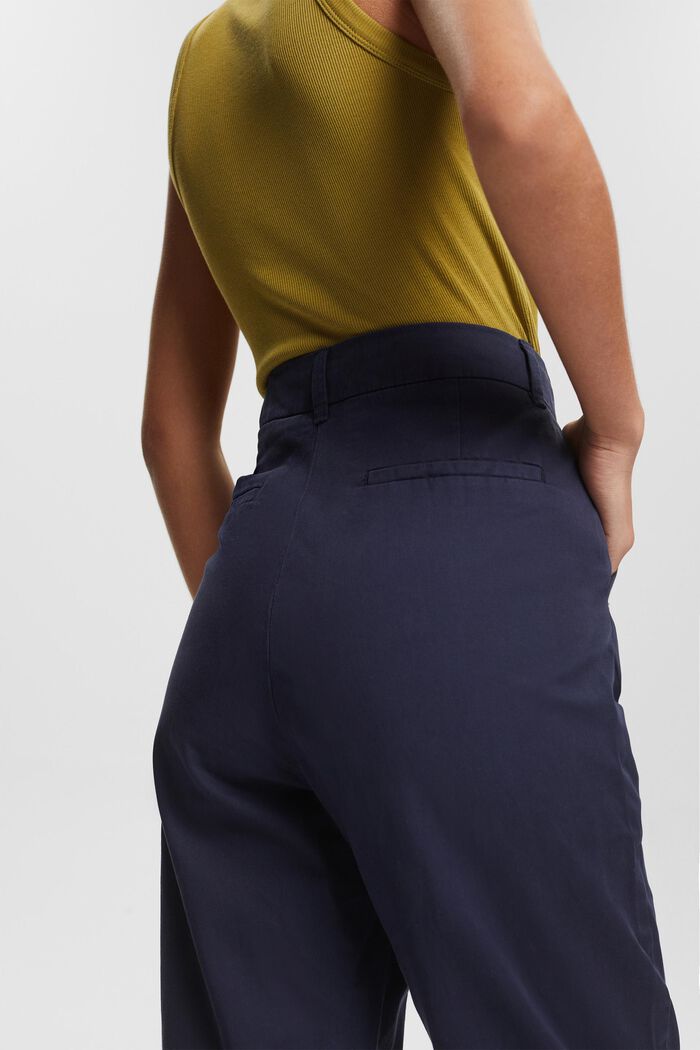 Chino taille haute, 100 % coton Pima, NAVY, detail image number 3
