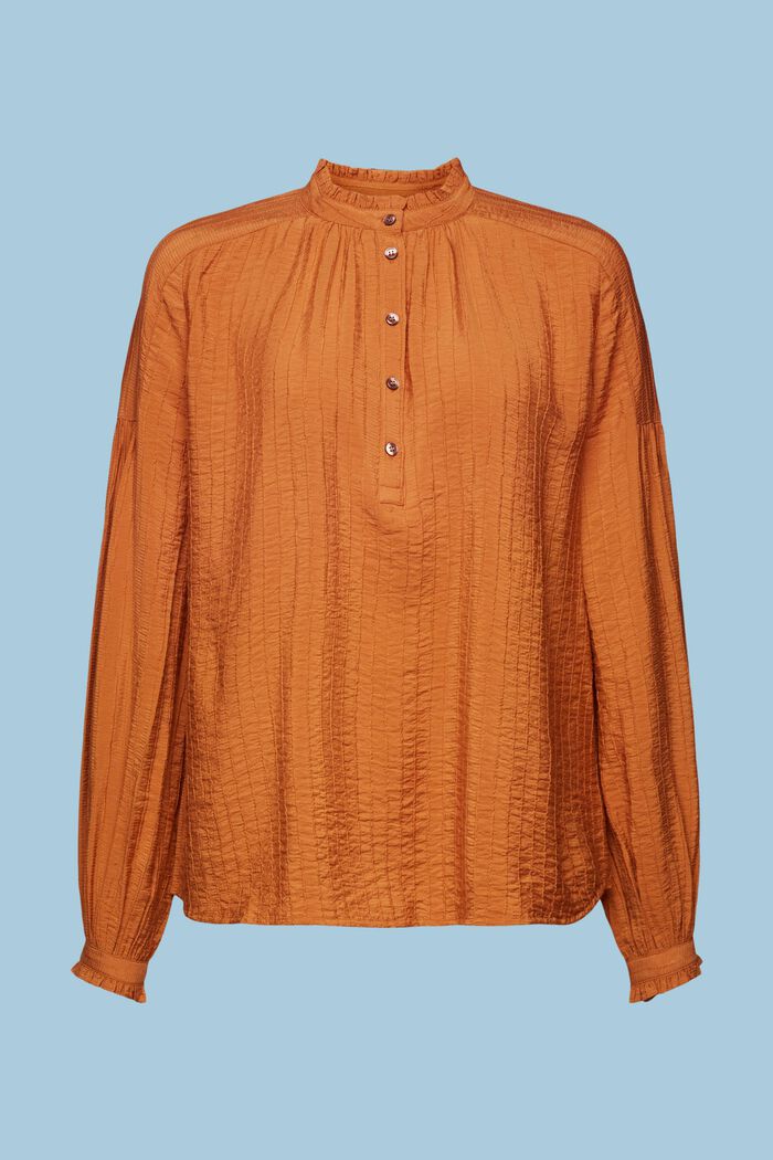 Gestructureerde blouse met lange mouwen, CARAMEL, detail image number 6
