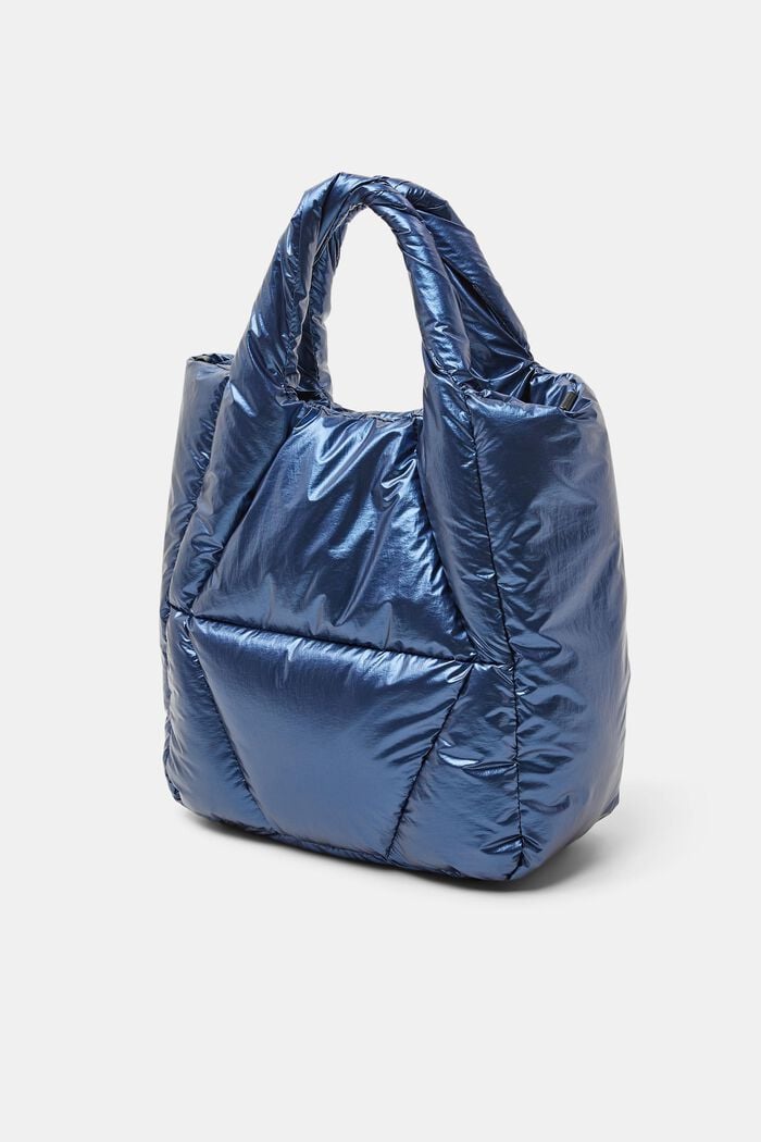 Gewatteerde, metallic tote bag, DARK BLUE, detail image number 2