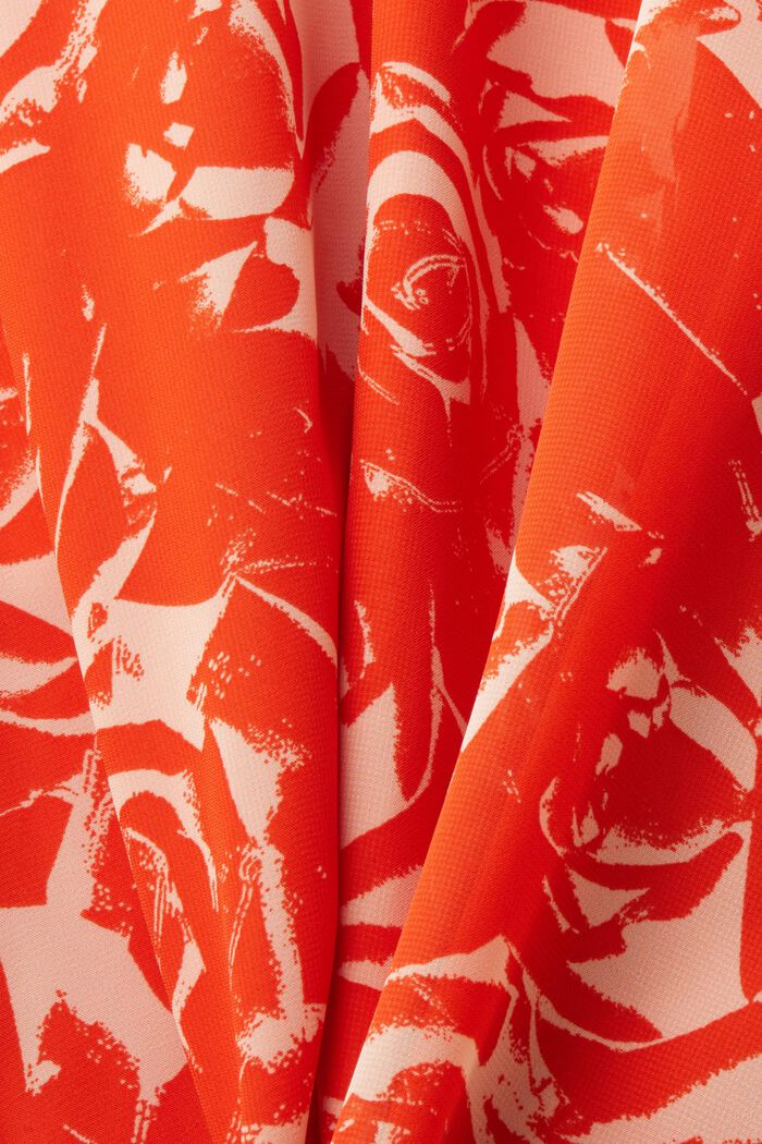 Chiffon maxi-jurk met V-hals en print, BRIGHT ORANGE, detail image number 5
