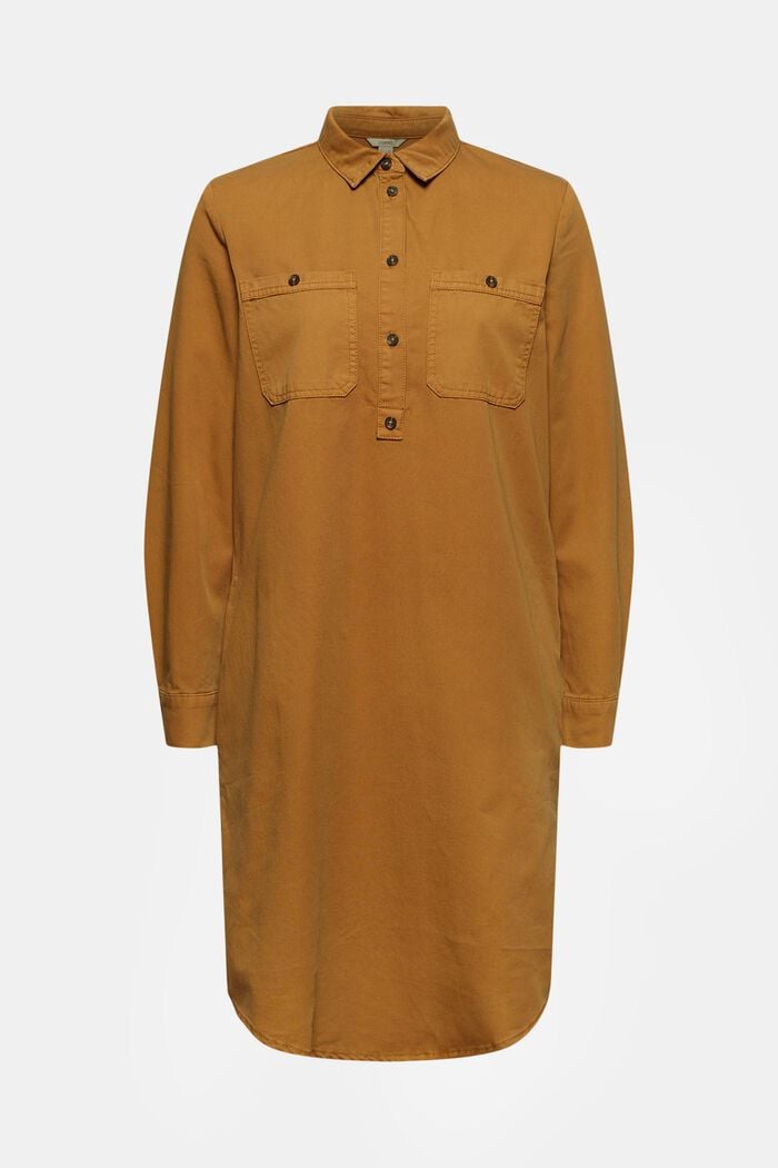 Robe-chemise en 100 % coton Pima, CAMEL, overview