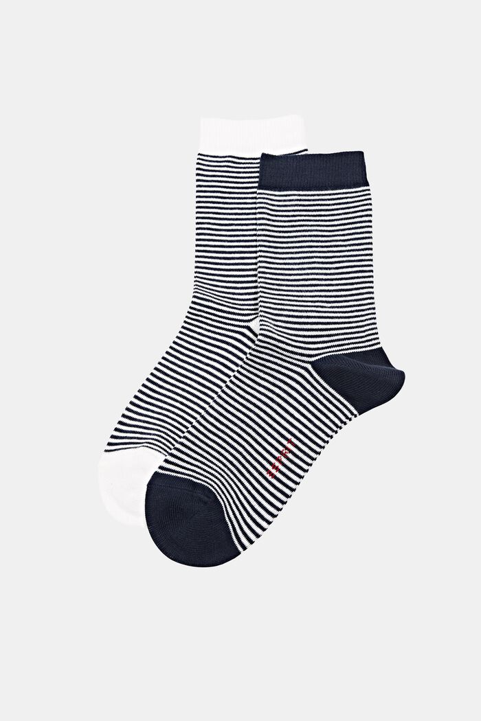 Set van 2 paar gestreepte sokken, organic cotton, BLACK/WHITE, detail image number 0