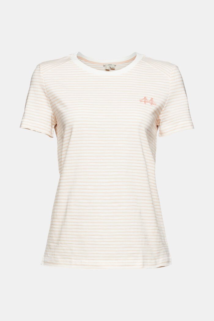 T-shirt rayé animé d’un motif brodé, NUDE, detail image number 6