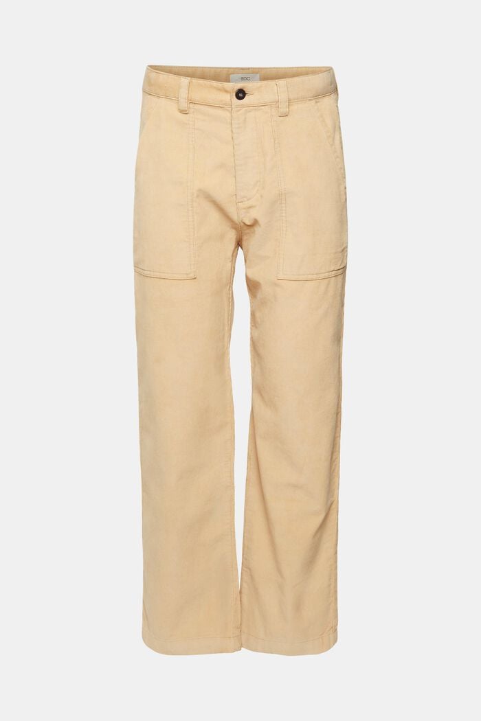 Pantalon en velours côtelé de coupe Loose Fit, CREAM BEIGE, detail image number 6