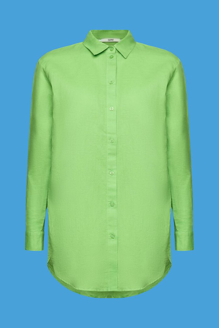 Overhemd van een mix van linnen en katoen, GREEN, detail image number 6