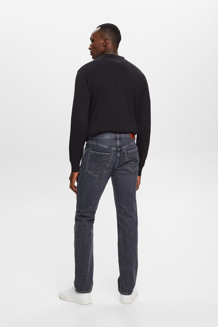 Jeans met middelhoge taille en rechte pijpen, BLACK MEDIUM WASHED, detail image number 3