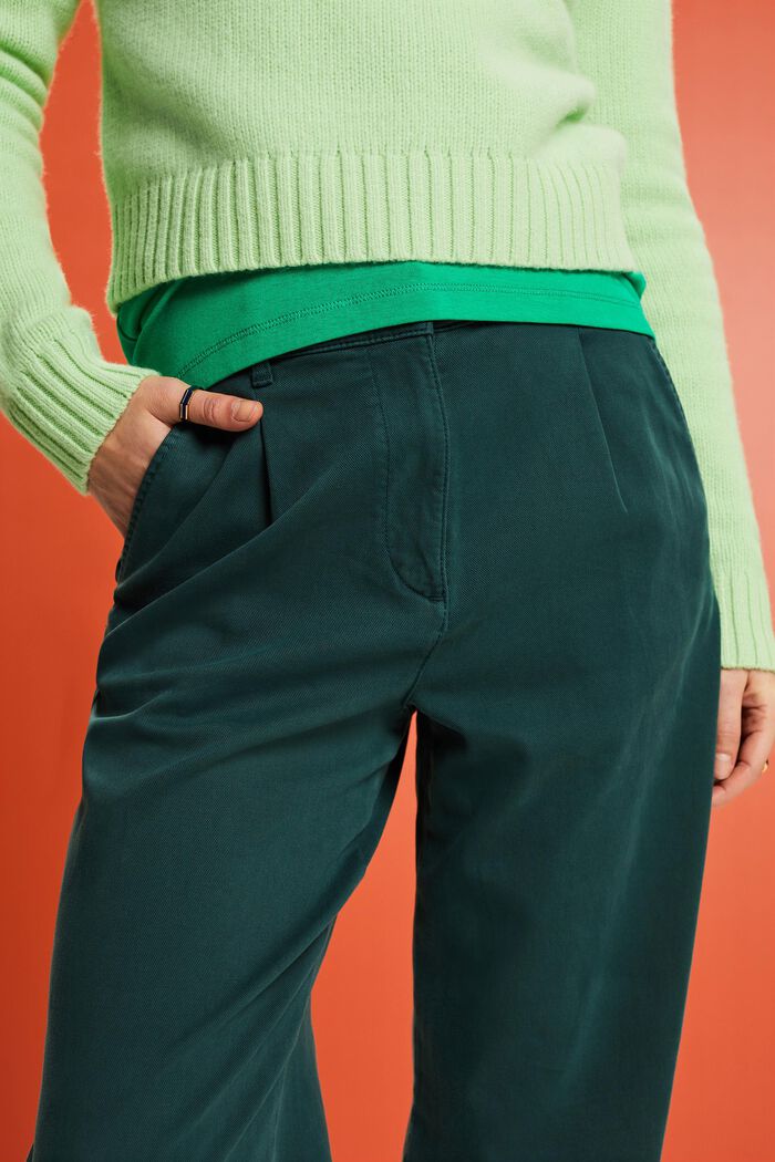 Chino taille haute de coupe Wide Fit, EMERALD GREEN, detail image number 4