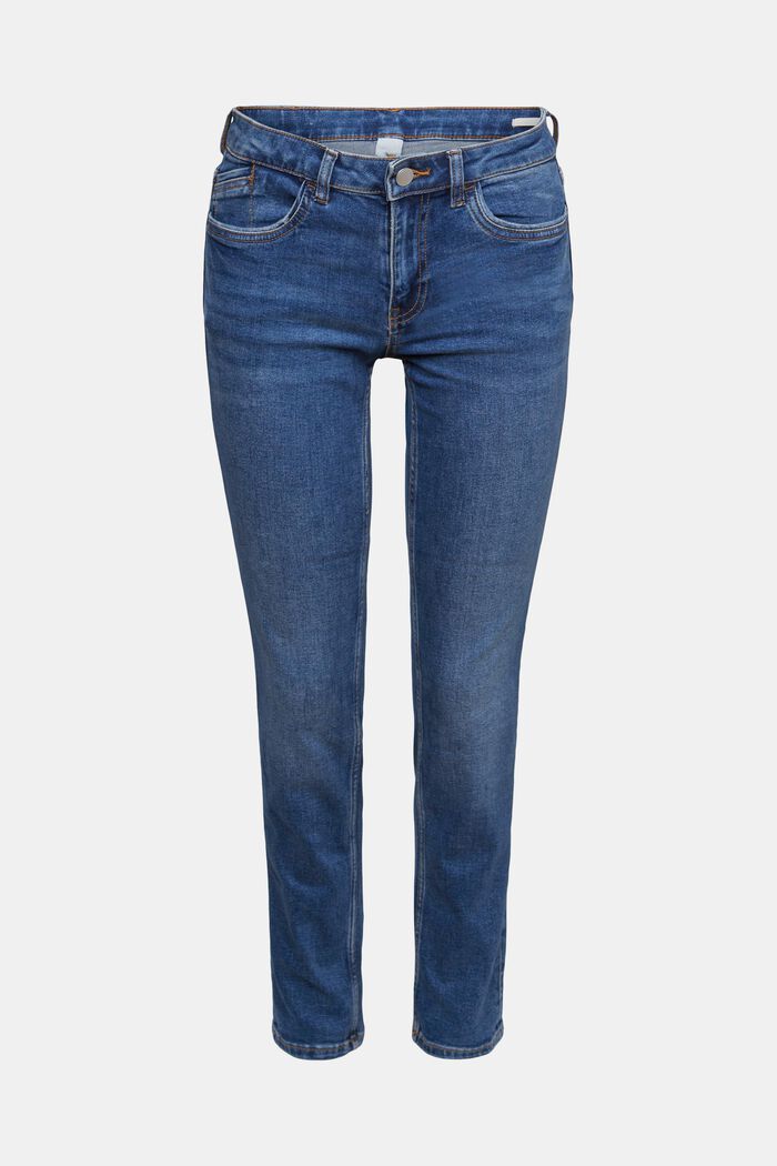 Slim fit-jeans met stretch, BLUE DARK WASHED, detail image number 6