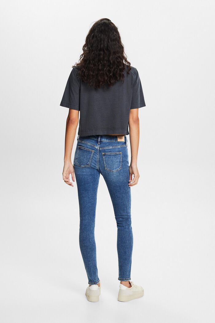 En matière recyclée : le jean stretch de coupe Skinny Fit taille mi-haute, BLUE MEDIUM WASHED, detail image number 3