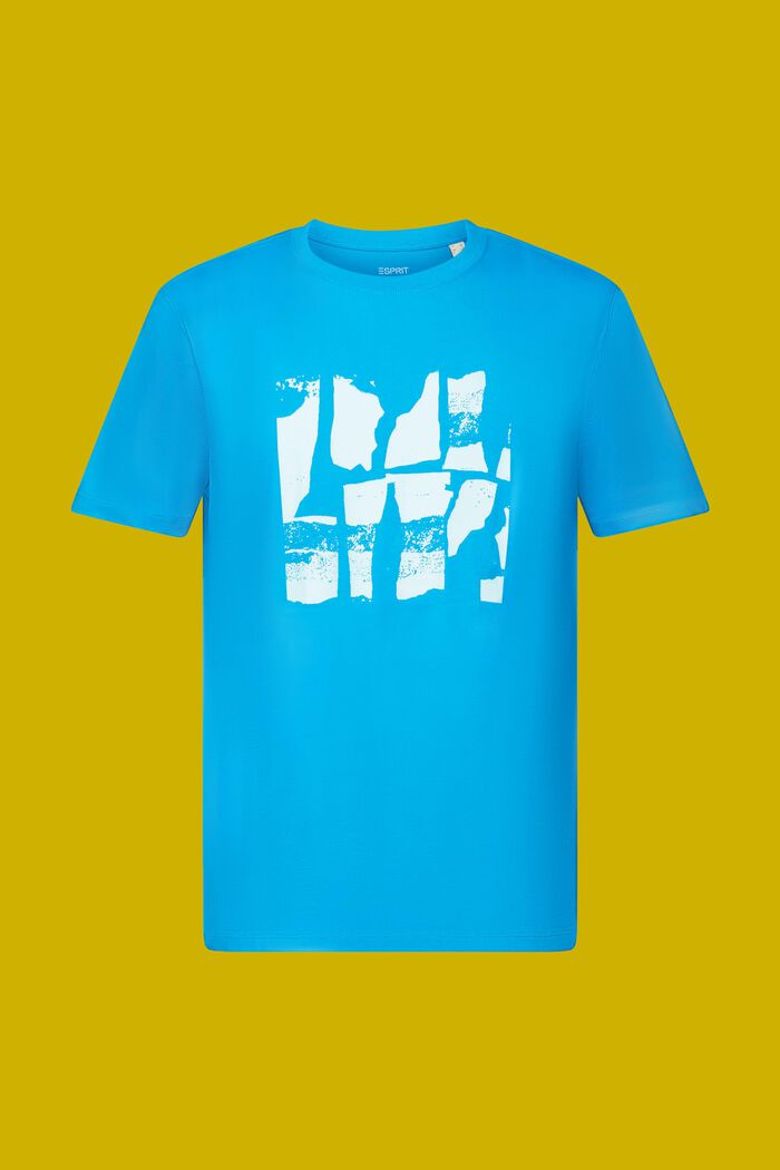 T-shirt met print op de voorkant, 100% katoen, DARK TURQUOISE, detail image number 6