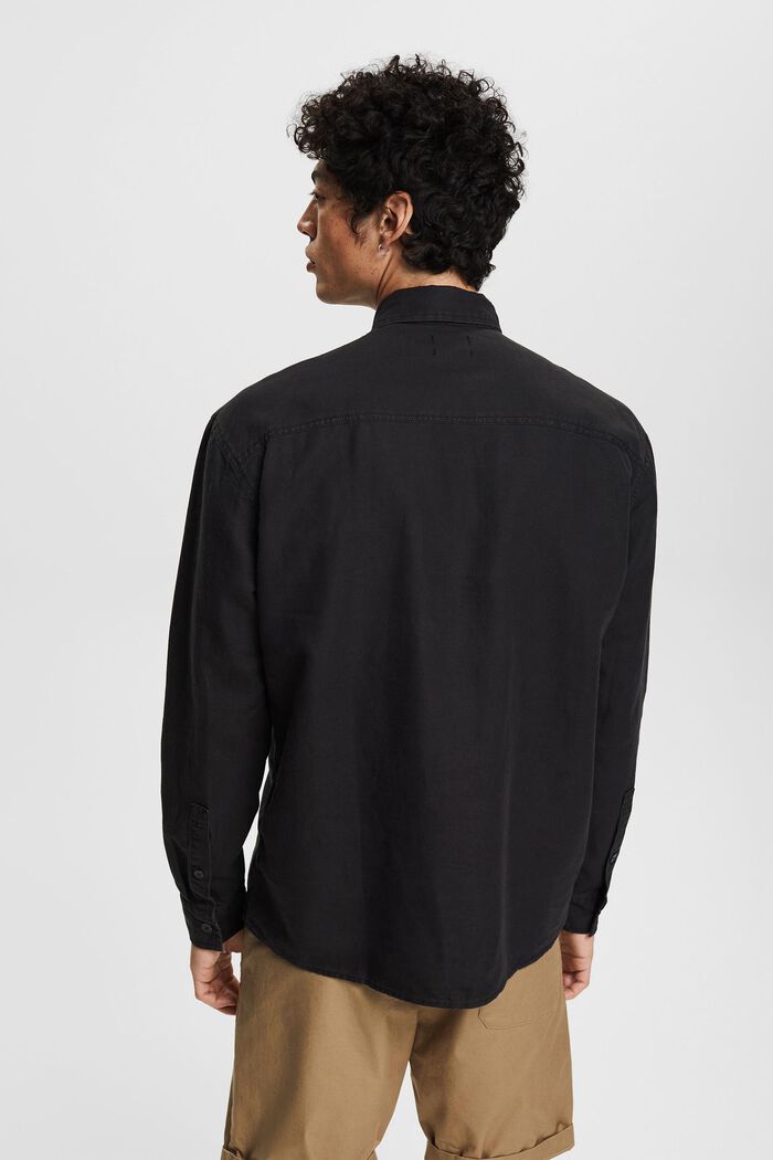 En lin mélangé : chemise oversize, BLACK, detail image number 3