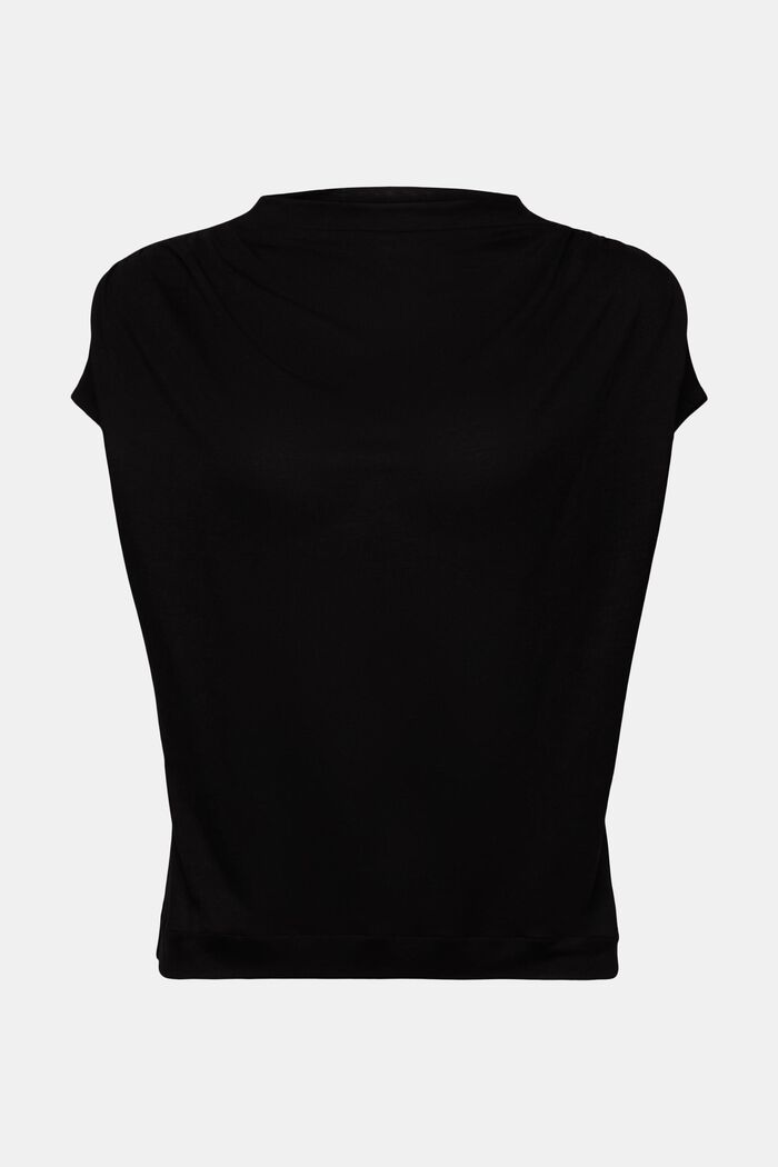 Jersey T-shirt met gesuggereerde hals, BLACK, detail image number 6