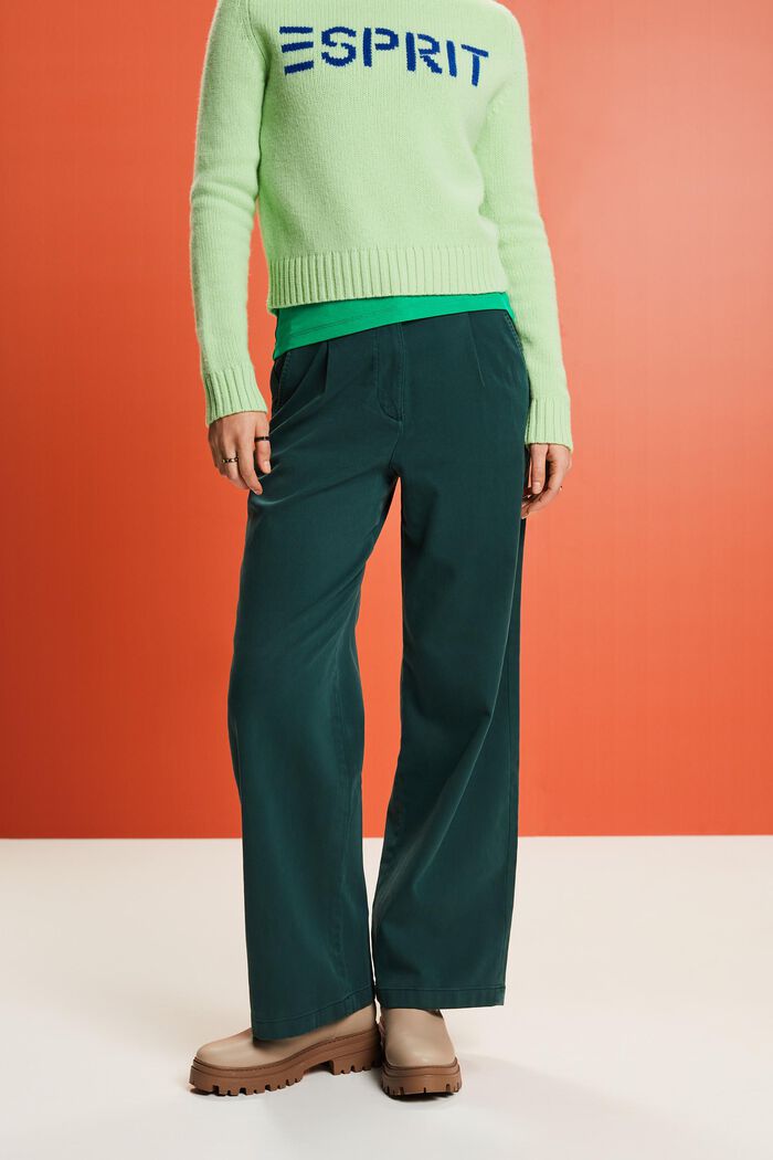 Wide fit chino met hoge taille, EMERALD GREEN, detail image number 0