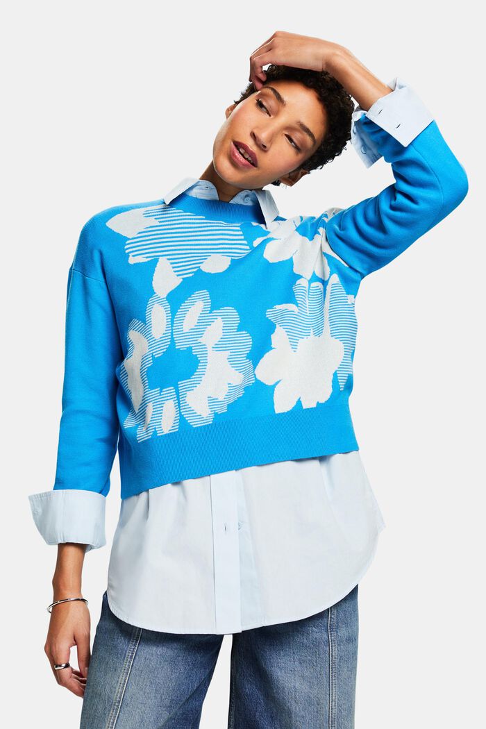 Jacquard sweatshirt van katoen, BLUE, detail image number 4