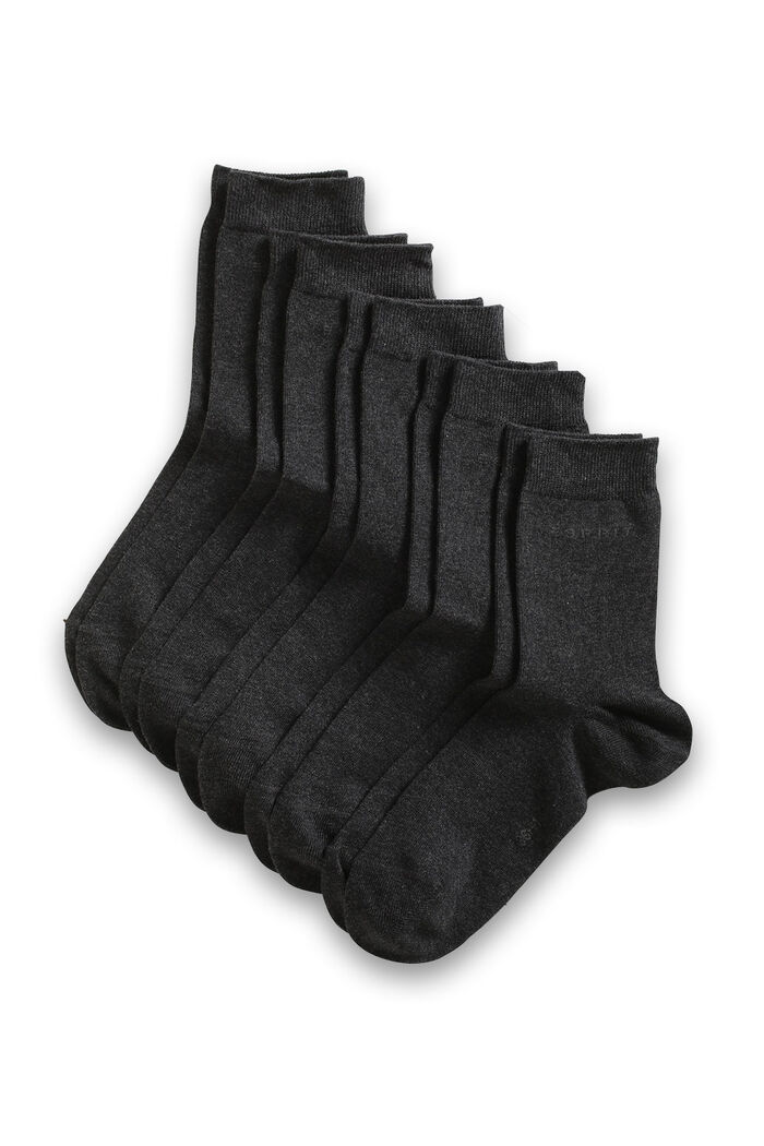 5 paar effen sokken, biologisch katoen, ANTHRACITE MELANGE, overview
