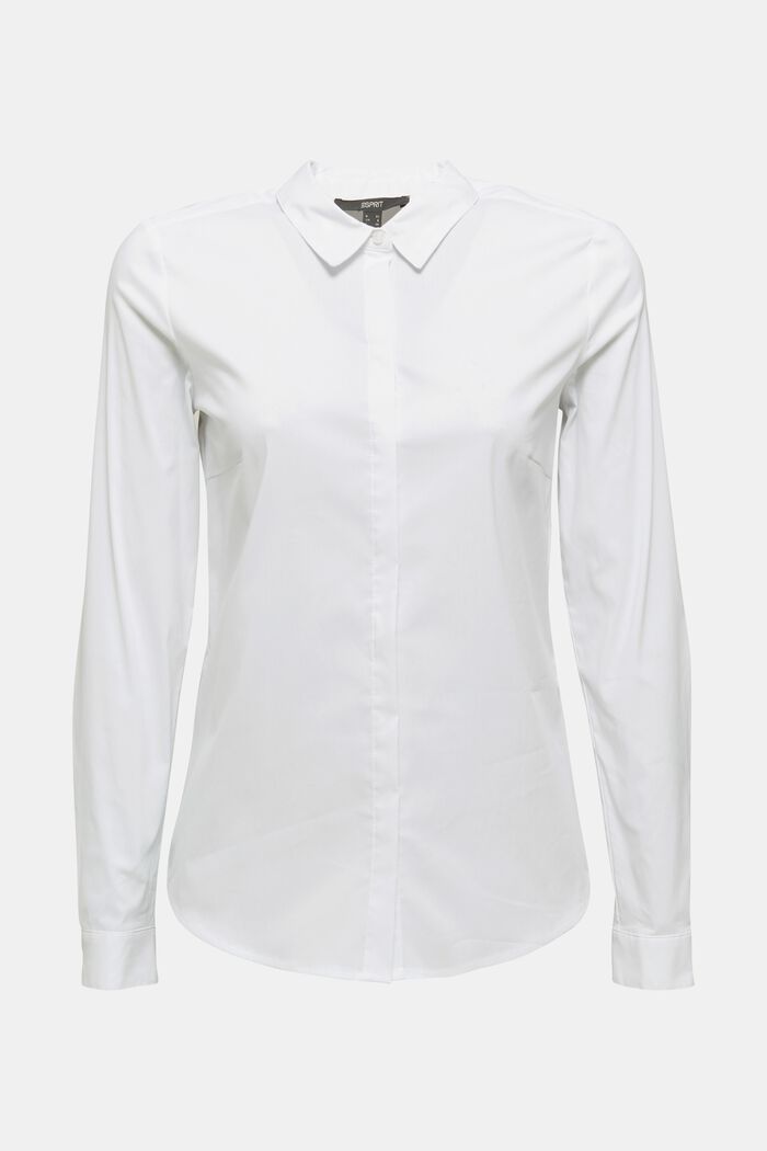 Getailleerde overhemdblouse met stretch, WHITE, overview