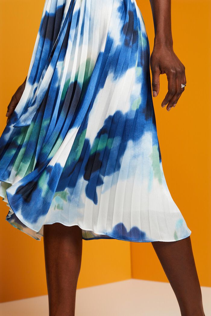 Crinkled midi-jurk met print all-over, BLUE, detail image number 4