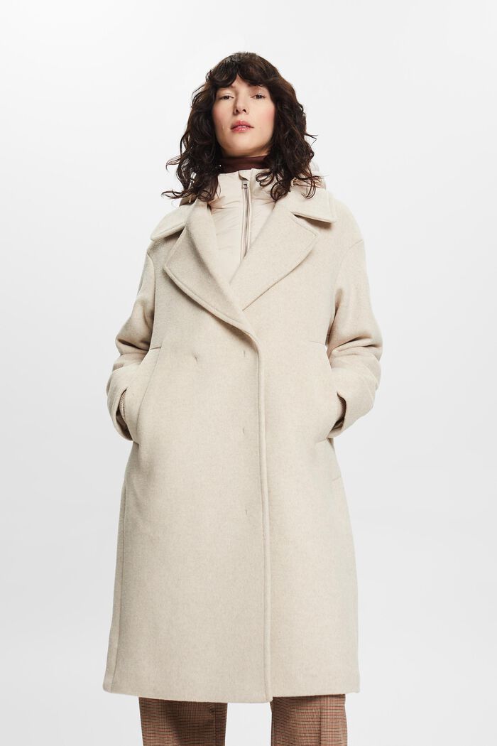 Manteau rembourré en laine mélangée, à capuche amovible, ICE, detail image number 0