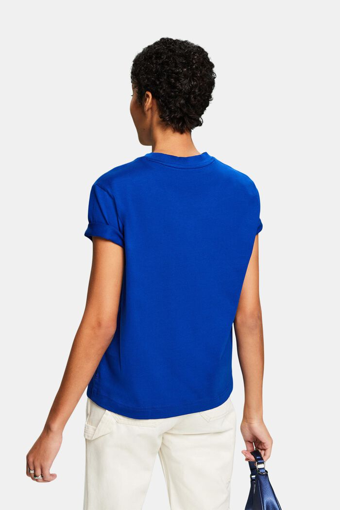 T-shirt à encolure ronde en coton Pima, BRIGHT BLUE, detail image number 2