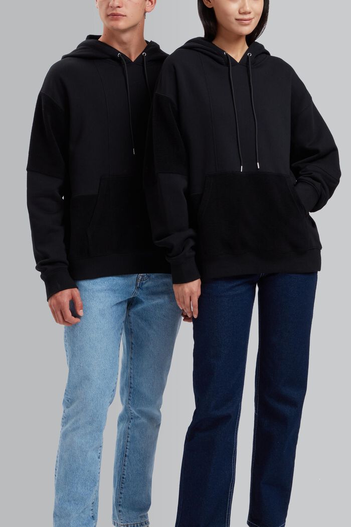 Uniseks sweatshirt met patchworklook, BLACK, overview