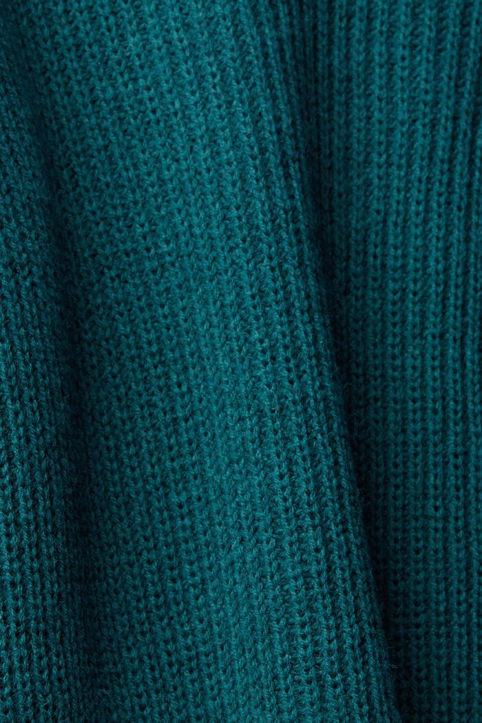 Pull-over à manches bouffantes à teneur en laine, TEAL GREEN, detail image number 5