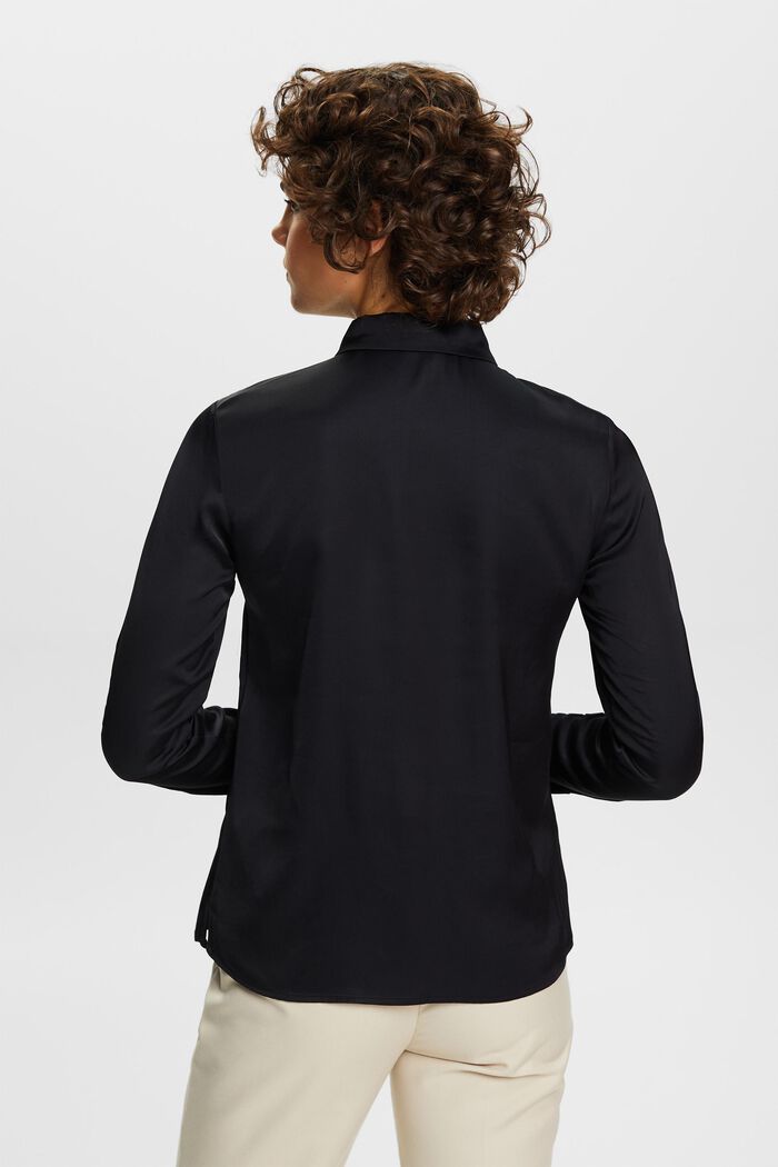 Satijnen blouse met lange mouwen, BLACK, detail image number 3