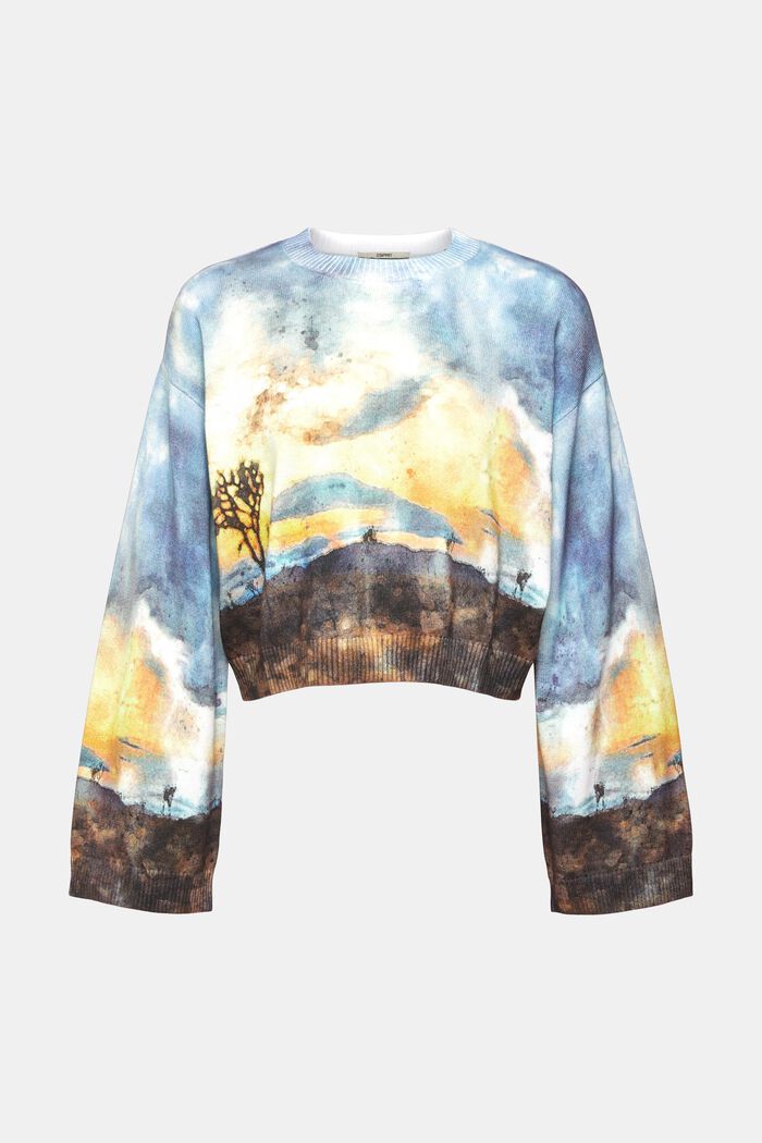Cropped sweatshirt met digitale landschapprint all-over