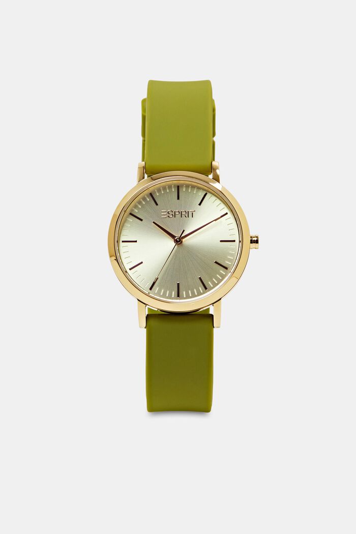 Horloge van edelstaal met rubberen bandje, GREEN, detail image number 0