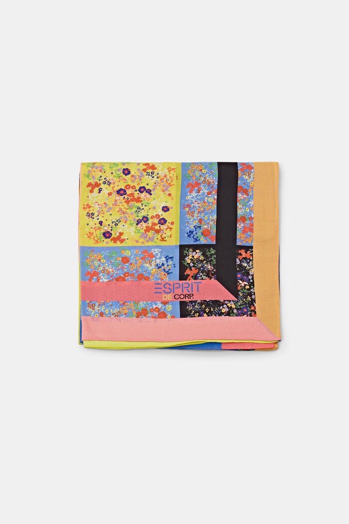 Foulard carré animé d’un motif floral multicolore, BLACK, detail image number 1