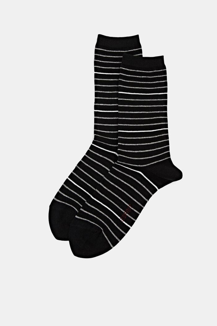 Set van 2 paar gestreepte sokken, organic cotton, BLACK, detail image number 0