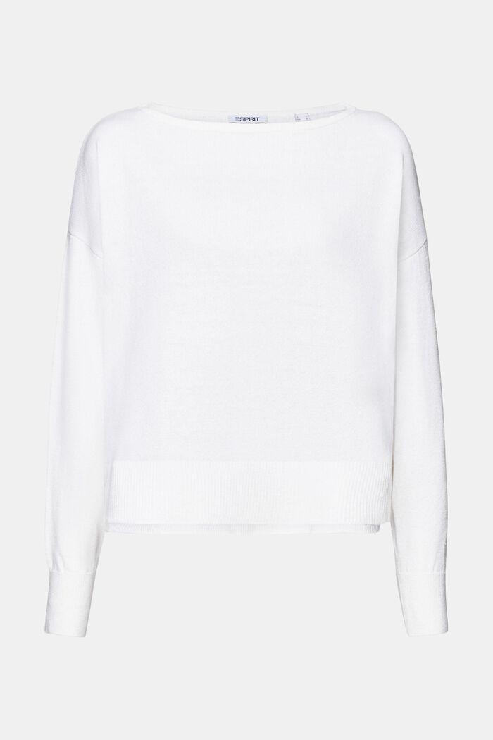 Sweater van katoen en linnen, WHITE, detail image number 6