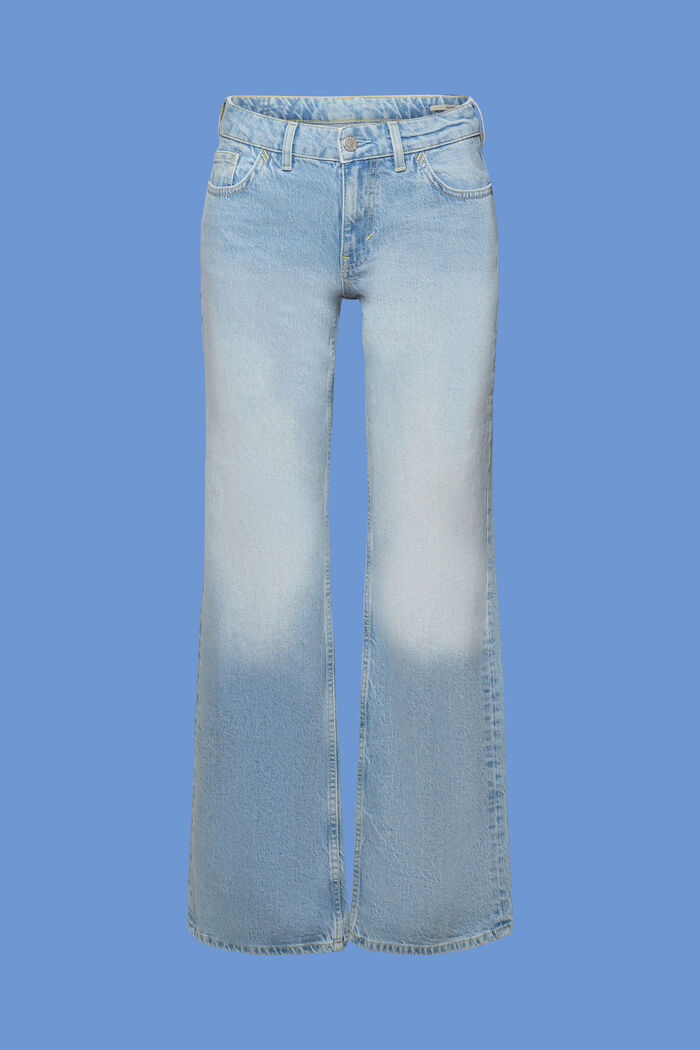 Jeans met retrolook en uitlopende pijpen, BLUE LIGHT WASHED, detail image number 7