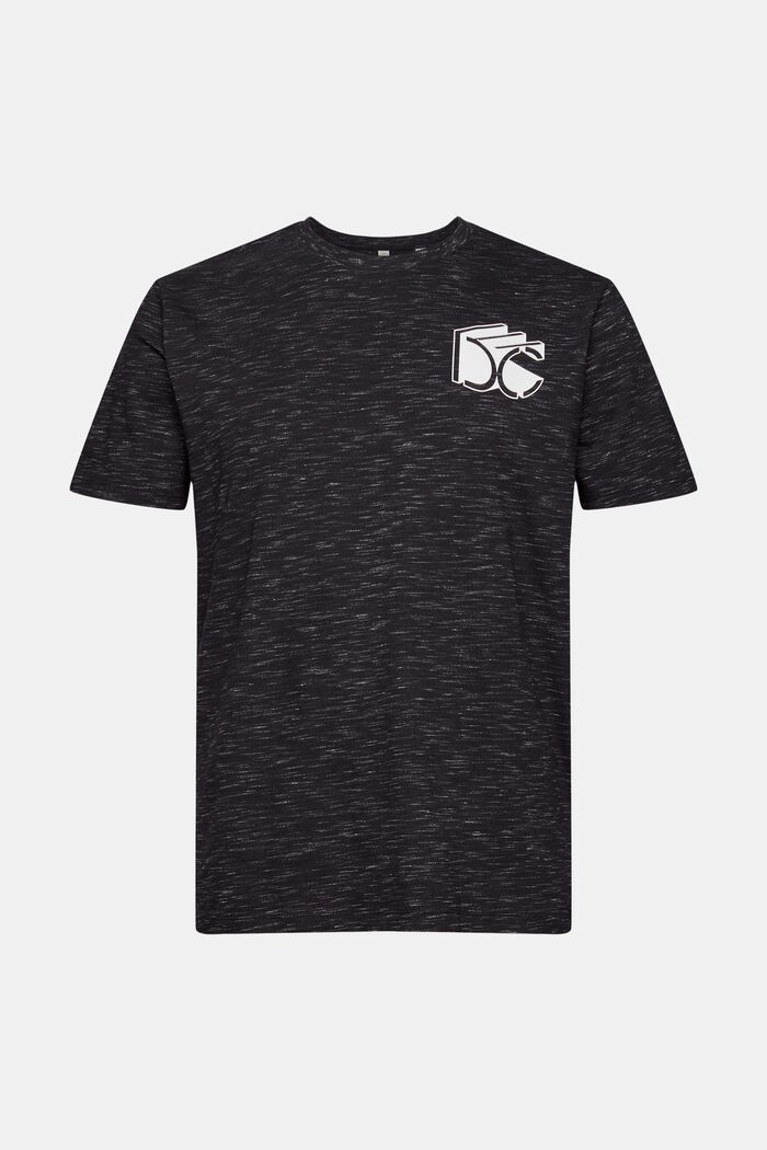 Gemêleerd jersey T-shirt met 3D-logoprint, BLACK, detail image number 6