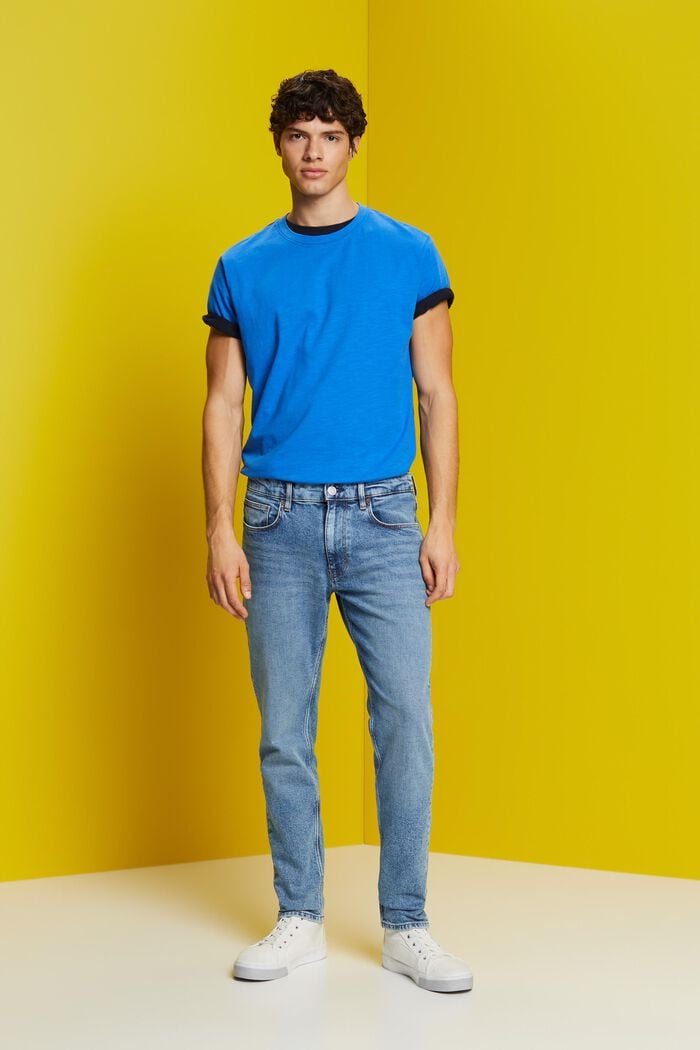 Slim jeans van katoen met stretch, BLUE MEDIUM WASHED, detail image number 1