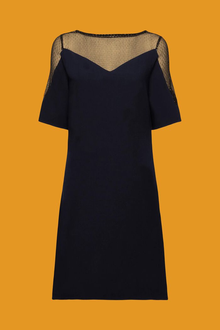 Midi-jurk met een fonkelende hals, NAVY, detail image number 6