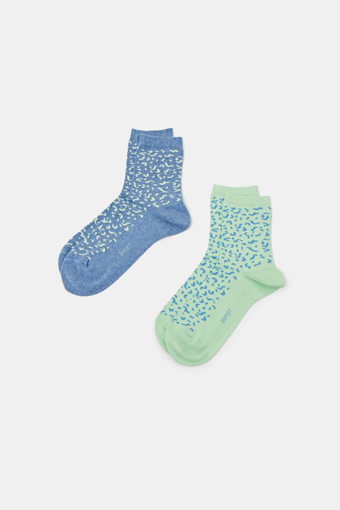 2 paar katoenen sokken met print, JEANS/MINT, detail image number 0