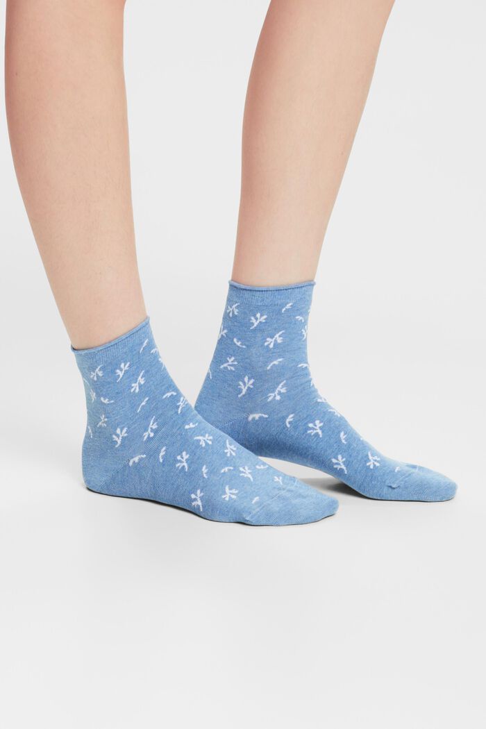 Lot de 2 paires de chaussettes en coton imprimées, NAVY/BLUE, detail image number 1