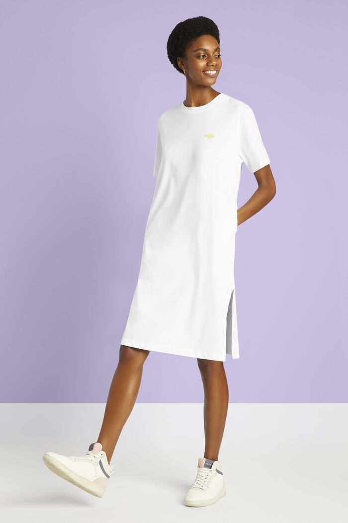 Geborduurde jurk van katoenjersey, WHITE, detail image number 0