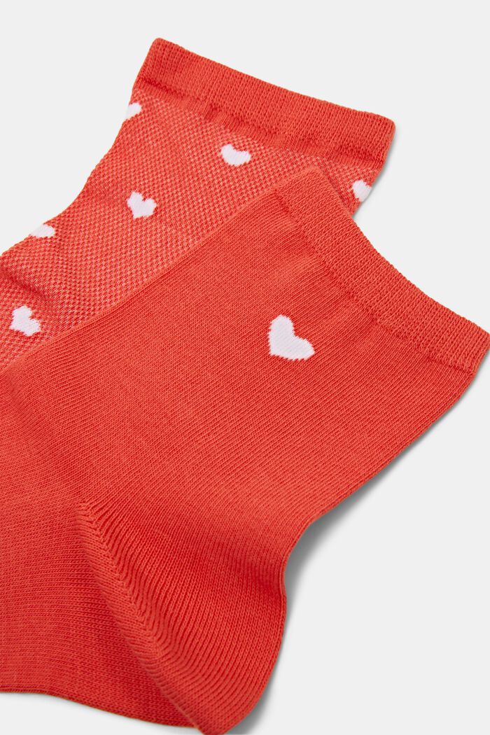 Lot de 2 paires de chaussettes à motif cœurs, ORANGE, detail image number 2