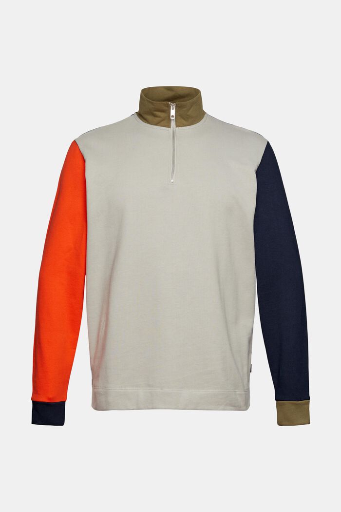 Colour block-sweatshirt met ritskraag