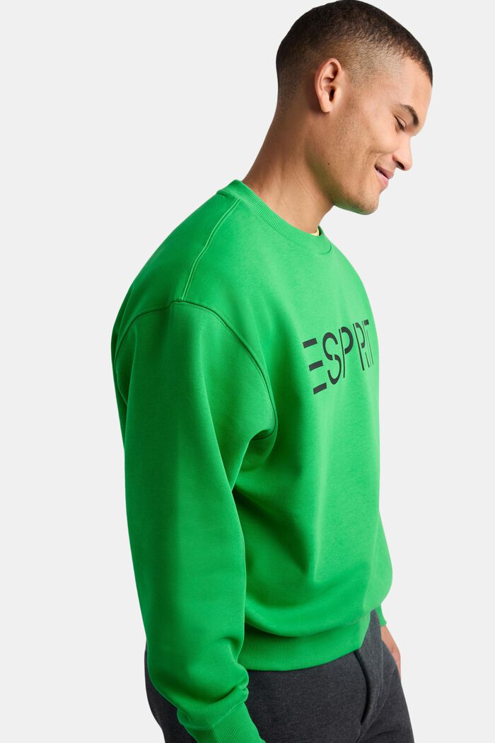 Uniseks logo-sweatshirt van katoenen fleece, GREEN, detail image number 2