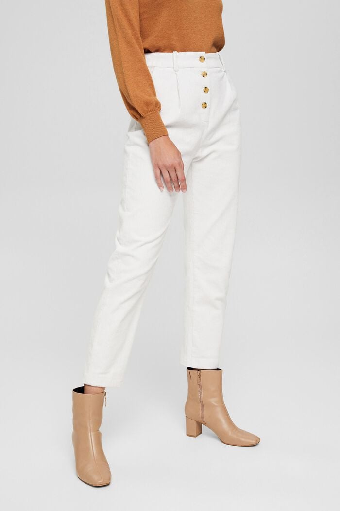 Pantalon en velours côtelé à braguette boutonnée, 100 % coton, ICE, detail image number 0