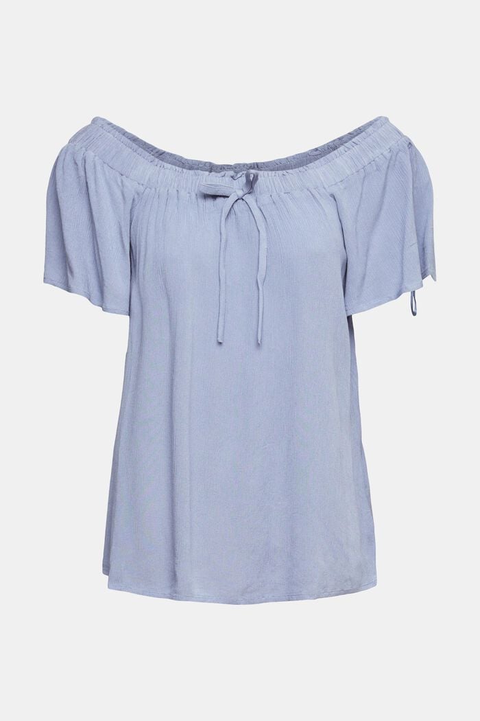 Crinkle blouse met carmenhals, LIGHT BLUE LAVENDER, detail image number 5