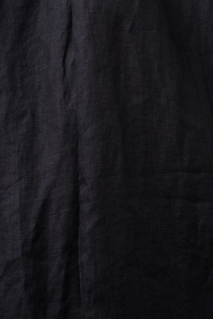 Linnen broek met ceintuur en wijde pijpen, BLACK, detail image number 6