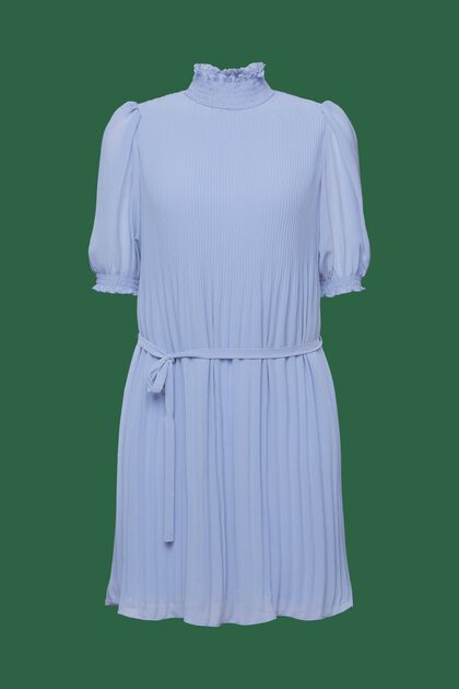 Mini-jurk met opstaande kraag van geplooid chiffon