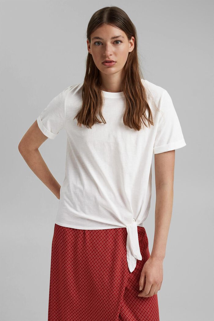 T-shirt à nœud, coton biologique, OFF WHITE, detail image number 0