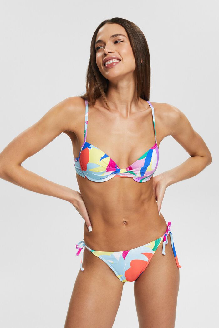 En matière recyclée : le haut de bikini à motif coloré, VIOLET, detail image number 0