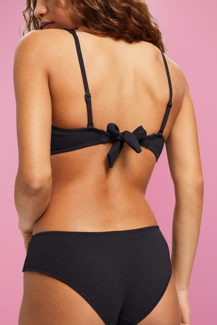 Cropped, gewatteerde bikinitop met structuur, BLACK, detail image number 3