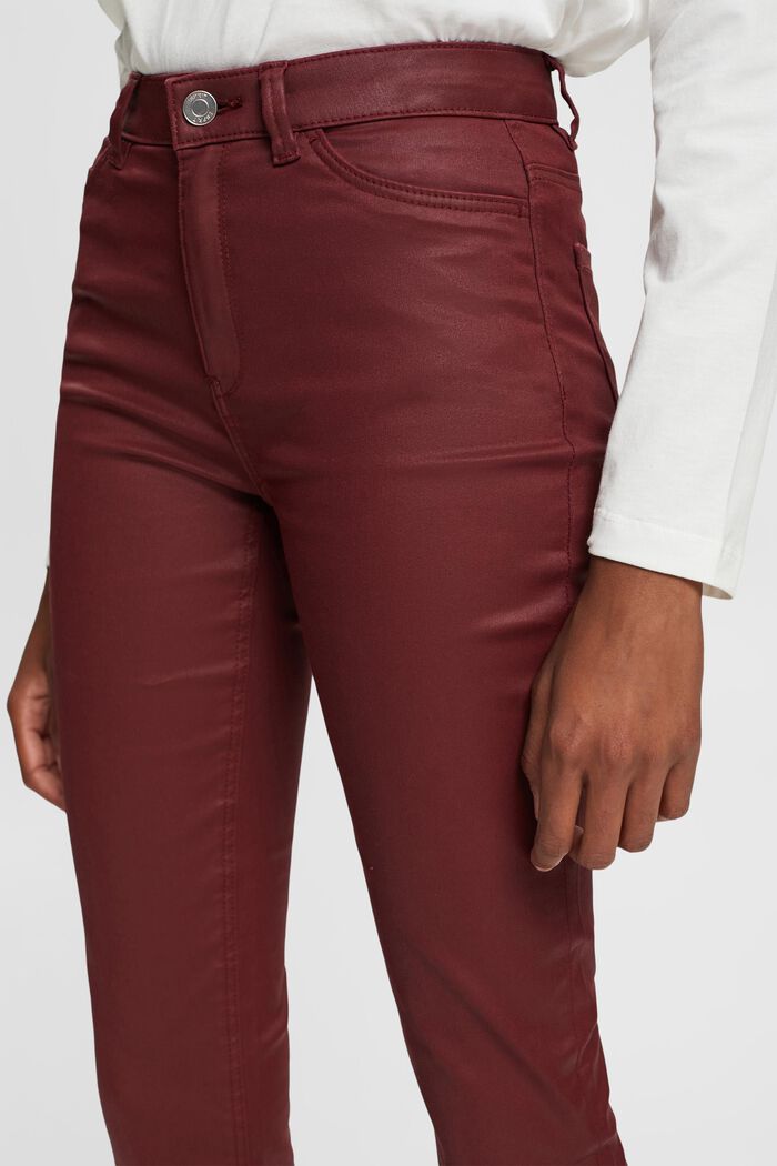 Pantalon taille haute en similicuir coupe Slim Fit, BORDEAUX RED, detail image number 0