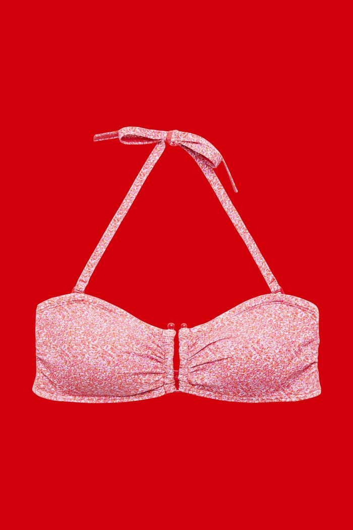 Gewatteerde bandeau-bikinitop met print, PINK, detail image number 4